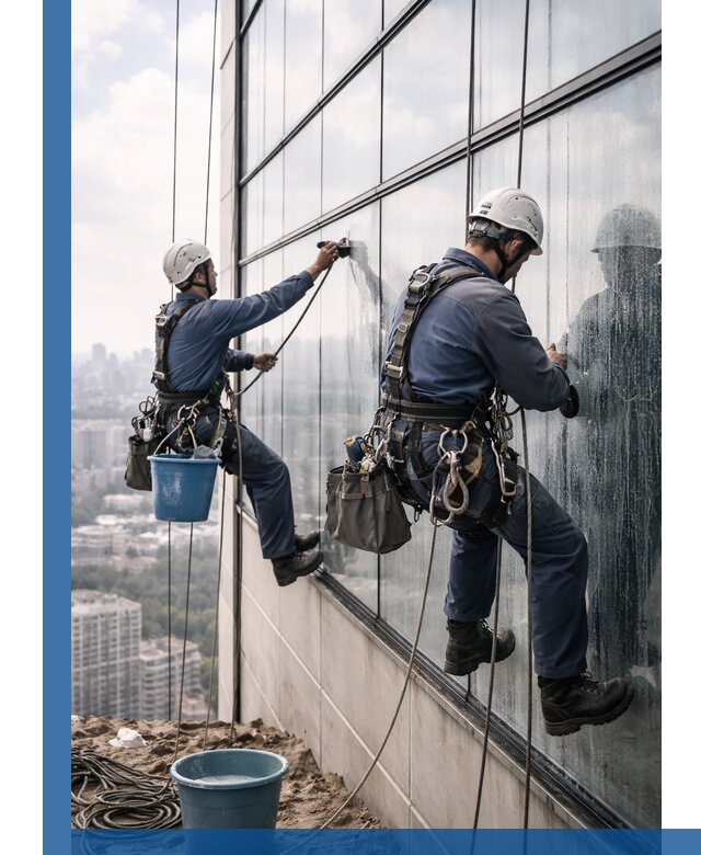 Профессиональная мойка фасадных окон альпинистами в Заволжье