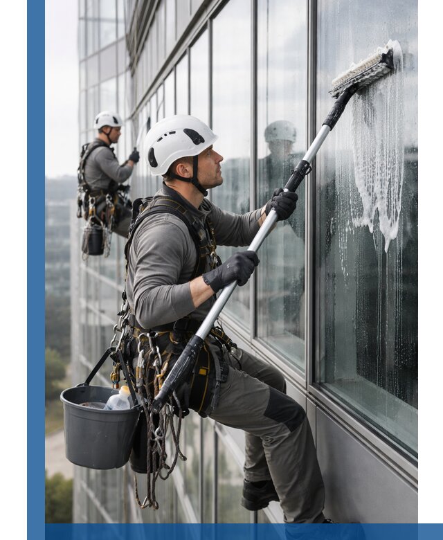 Высотная мойка сплошного остекления с выездом в Заволжье