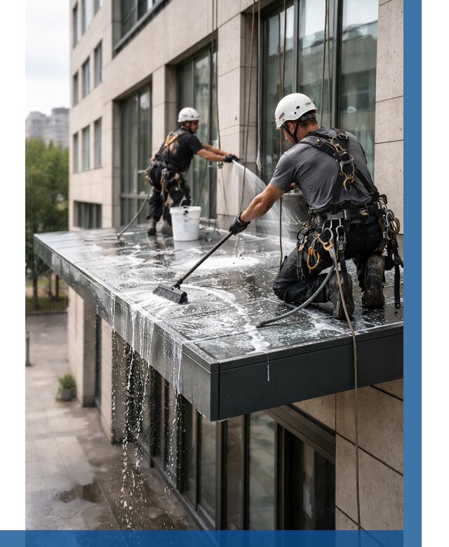 Мойка козырьков и навесов в Заволжье от 3564 р. | ВЫСОТНИК-Звл