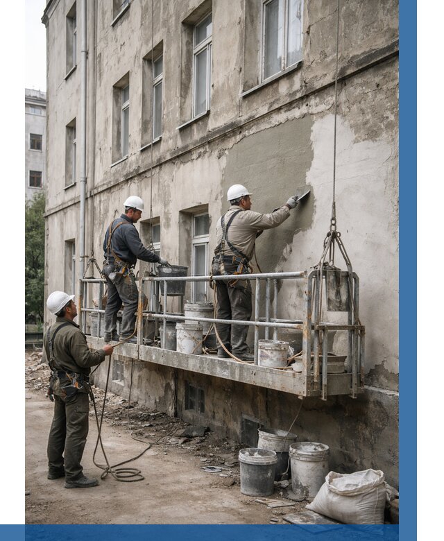 Капитальный ремонт фасада в Заволжье от 4277 р. | ВЫСОТНИК-Звл