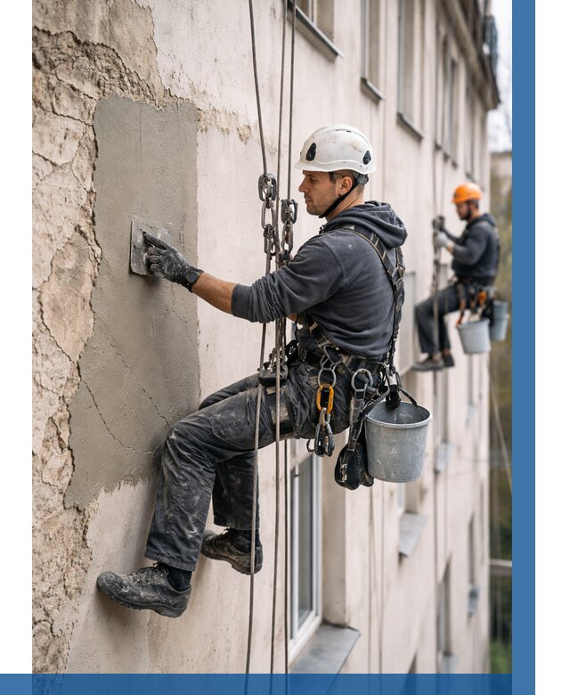 Восстановление штукатурки фасада в Заволжье от 1222 р. | ВЫСОТНИК-Звл