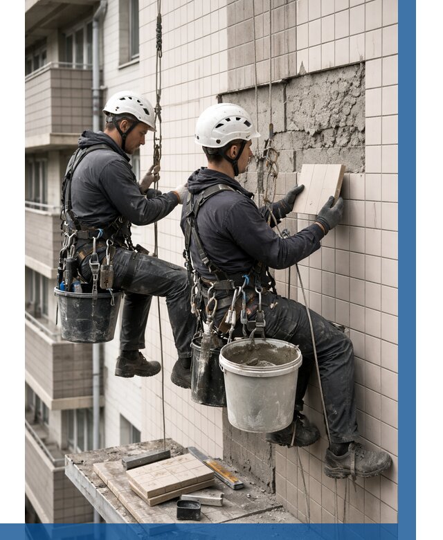 Ремонт облицовки фасада плиткой в Заволжье от 1833 р. | ВЫСОТНИК-Звл