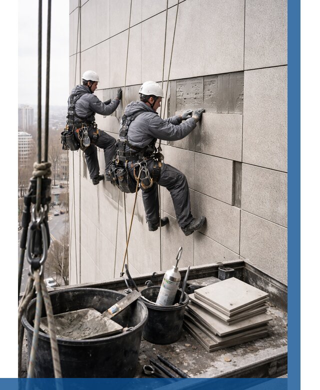 Ремонт фасада из керамогранита в Заволжье от 2546 р. | ВЫСОТНИК-Звл