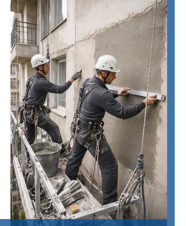 Штукатурка фасада на высоте в Заволжье от 917 р. | ВЫСОТНИК-Звл