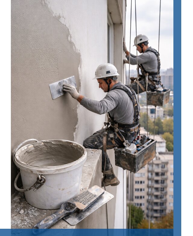 Шпаклевка фасада на высоте в Заволжье от 713 р. | ВЫСОТНИК-Звл