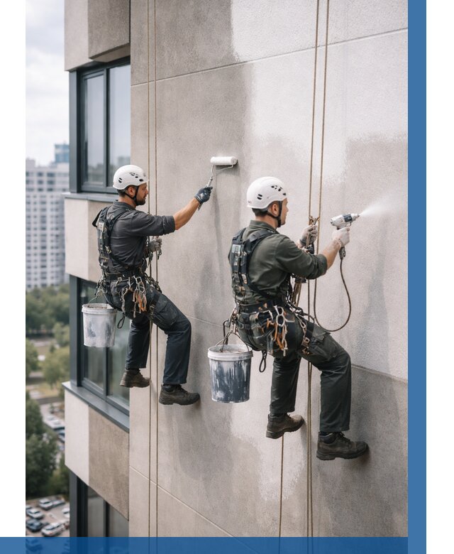 Покраска фасада альпинистами в Заволжье от 306 р. | ВЫСОТНИК-Звл