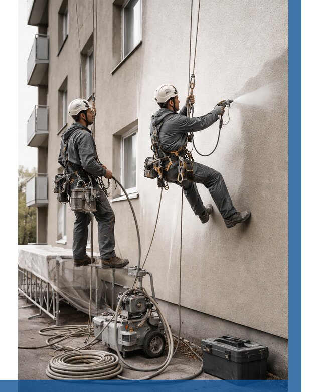 Безвоздушная покраска фасада в Заволжье от 224 р/м² | ВЫСОТНИК-Звл