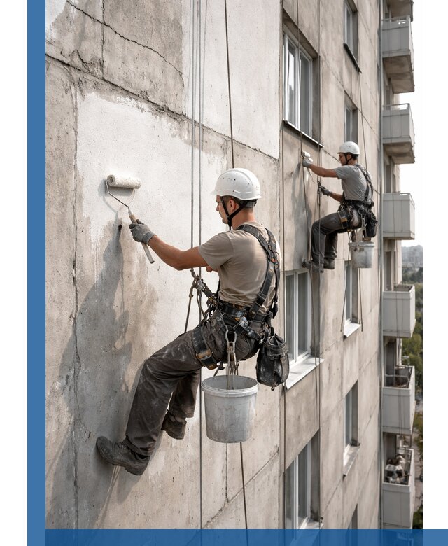 Покраска бетонного фасада в Заволжье для жилых и промышленных объектов