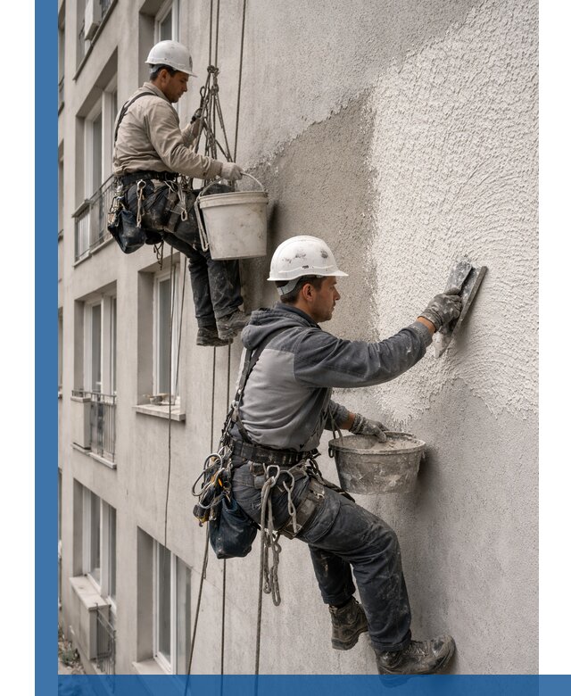 Нанесение декоративной штукатурки короед на фасад в Заволжье