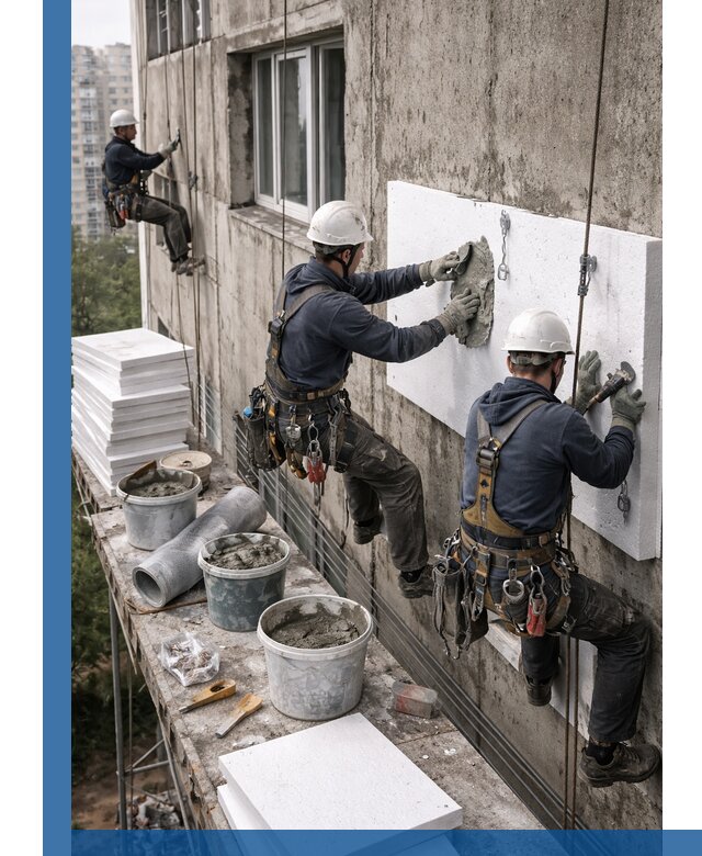 Утепление фасада пенополистиролом в Заволжье под ключ