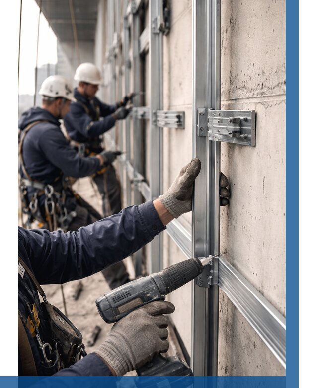 Монтаж подсистемы вентфасада в Заволжье от 866 р. | ВЫСОТНИК-Звл