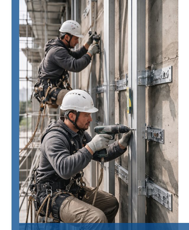 Монтаж и крепление подсистемы вентфасада в Заволжье