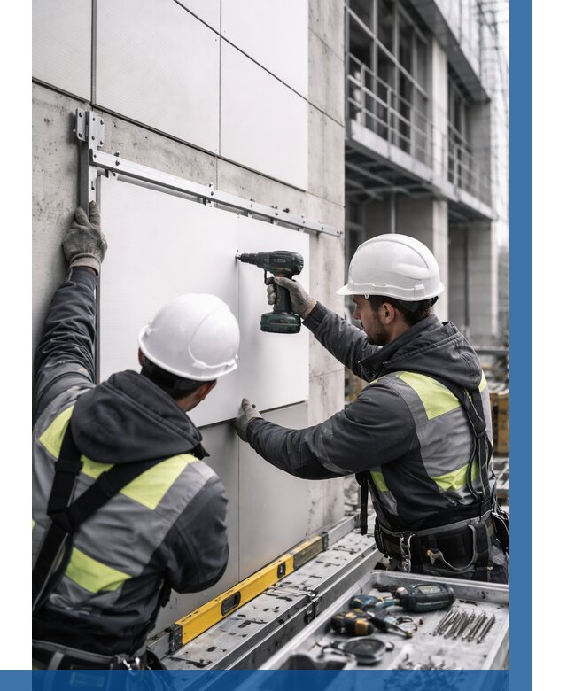 Монтаж композитных панелей фасада в Заволжье от 2546 р. | ВЫСОТНИК-Звл