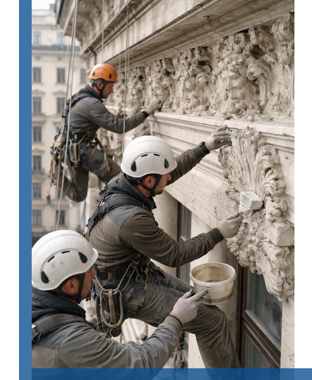 Реставрация фасадной лепнины с высотными работами в Заволжье