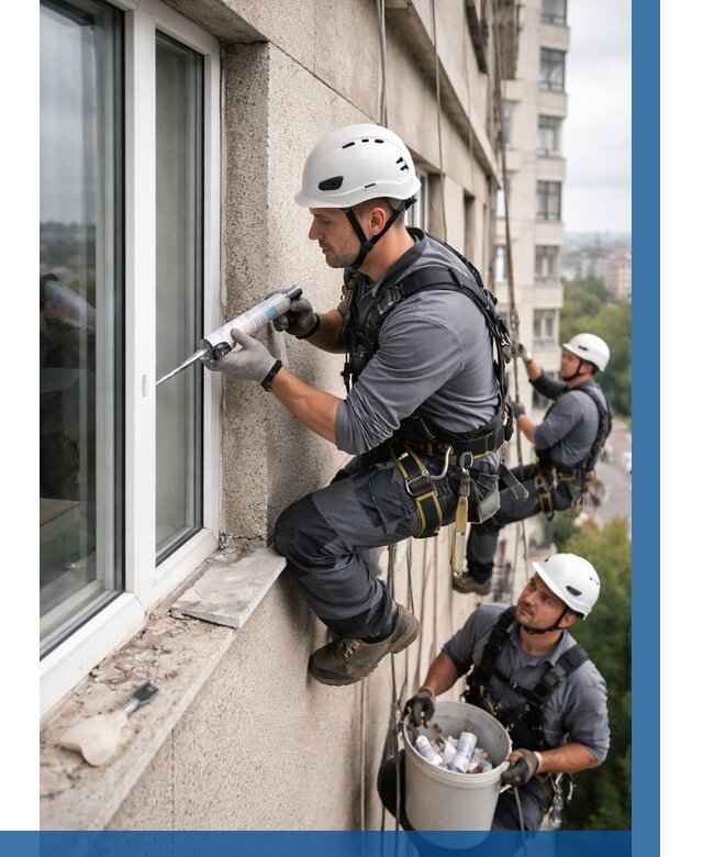 Герметизация оконных швов снаружи в Заволжье от 1528 р. | ВЫСОТНИК-Звл