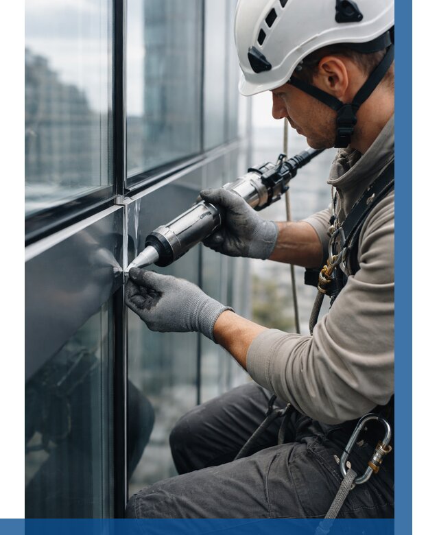 Герметизация стыков витража в Заволжье от 1222 р. | ВЫСОТНИК-Звл