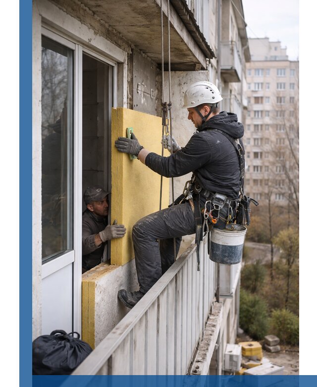 Профессиональное утепление балкона снаружи в Заволжье под ключ