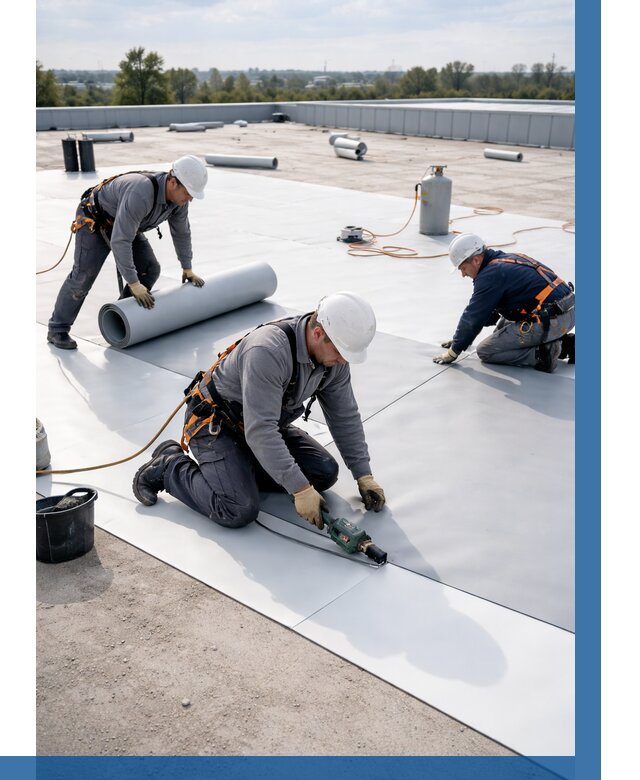 Монтаж мембранной кровли под ключ в Заволжье от 1222 р. | ВЫСОТНИК-Звл