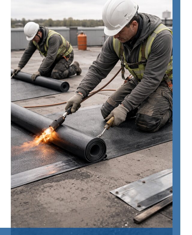 Монтаж наплавляемой кровли в Заволжье от 866 р. — ВЫСОТНИК-Звл