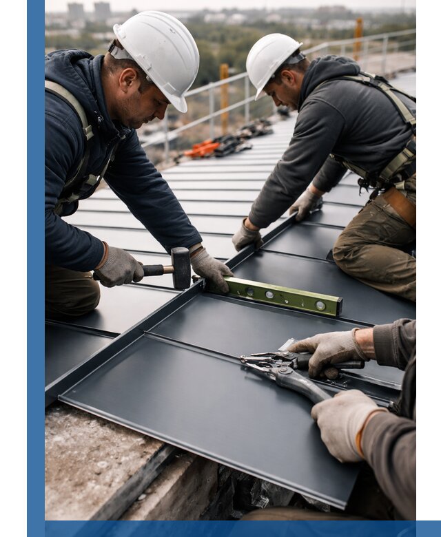 Монтаж фальцевой кровли в Заволжье для промышленных зданий