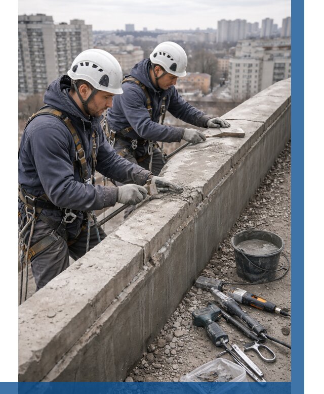 Ремонт парапета на кровле в Заволжье от 1528 р. | ВЫСОТНИК-Звл