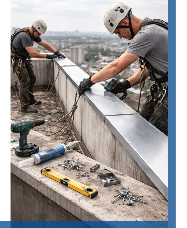 Монтаж парапетных крышек в Заволжье от 815 р. | ВЫСОТНИК-Звл