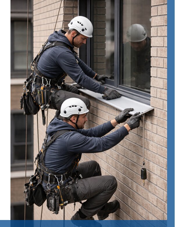 Монтаж оконных отливов под ключ в Заволжье от 3564 р. | ВЫСОТНИК-Звл