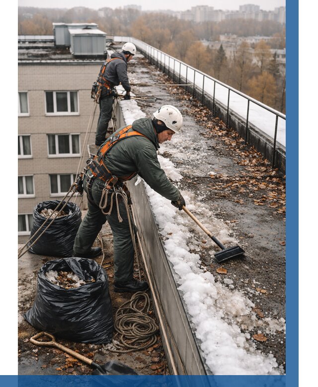 Очистка кровли по периметру в Заволжье от 560 р. | ВЫСОТНИК-Звл