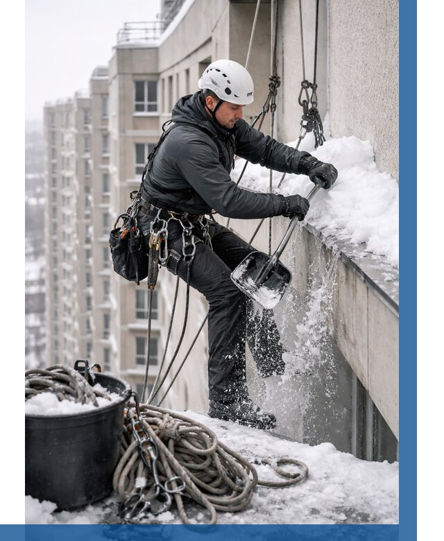 Очистка карнизов от снега в Заволжье от 306 р. | ВЫСОТНИК-Звл