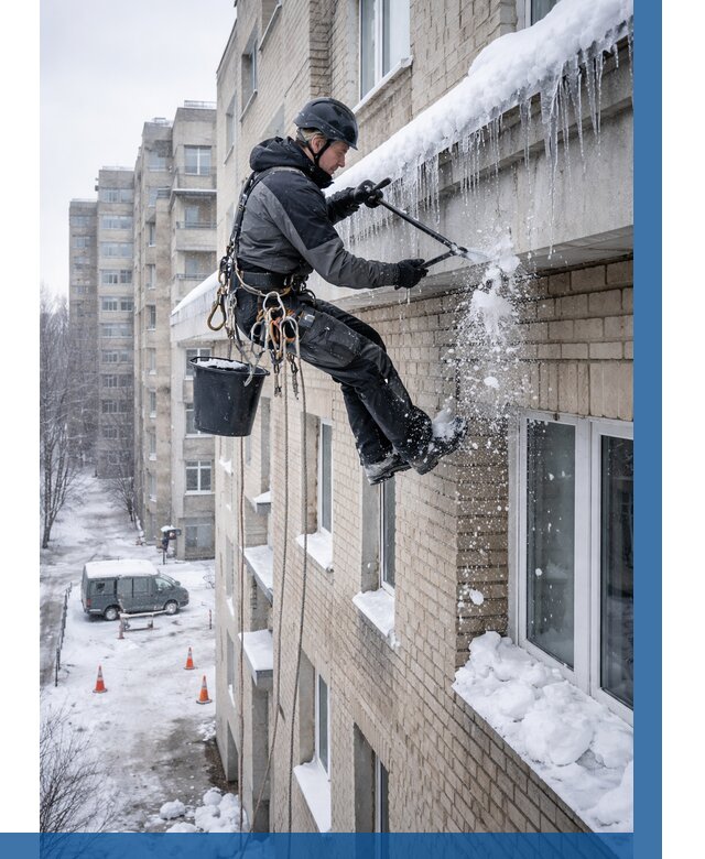 Удаление наледи с карнизов в Заволжье от 356 р. | ВЫСОТНИК-Звл
