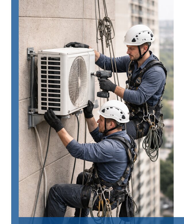 Монтаж внешнего блока кондиционера в Заволжье установка и крепление