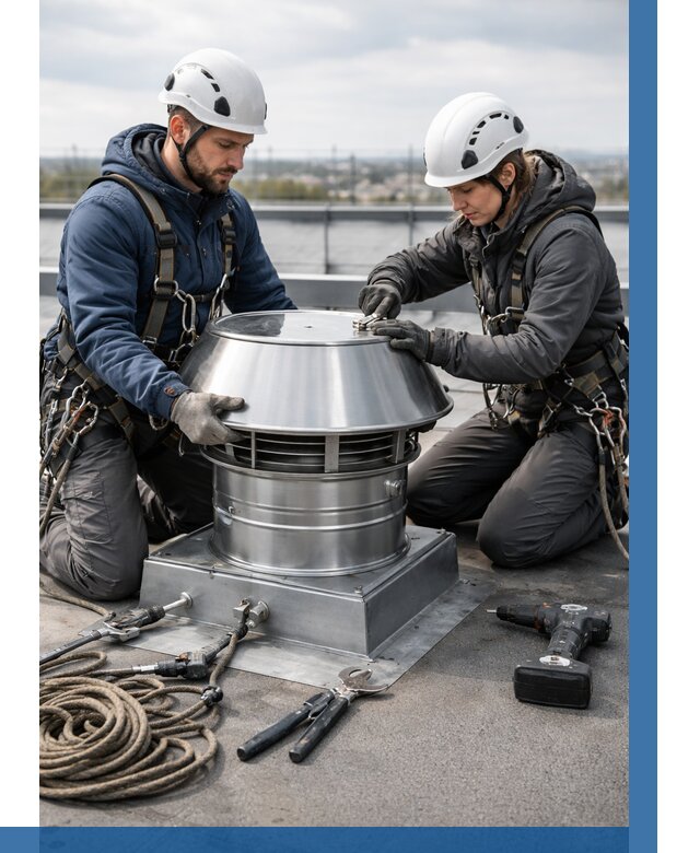 Установка дефлекторов на кровле в Заволжье от 4583 р. | ВЫСОТНИК-Звл