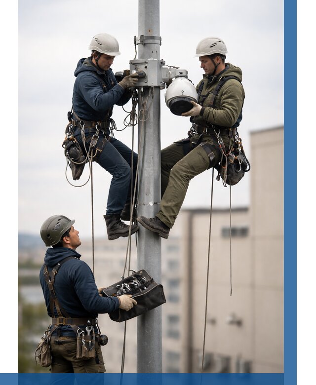 Установка видеокамер на мачте в Заволжье от 8656 р. | ВЫСОТНИК-Звл