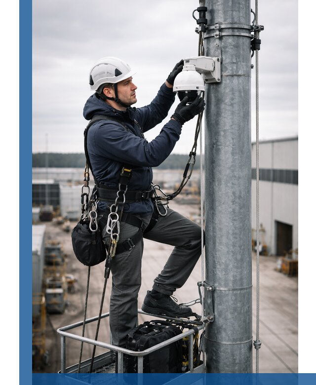 Профессиональная установка видеокамер на мачте в Заволжье