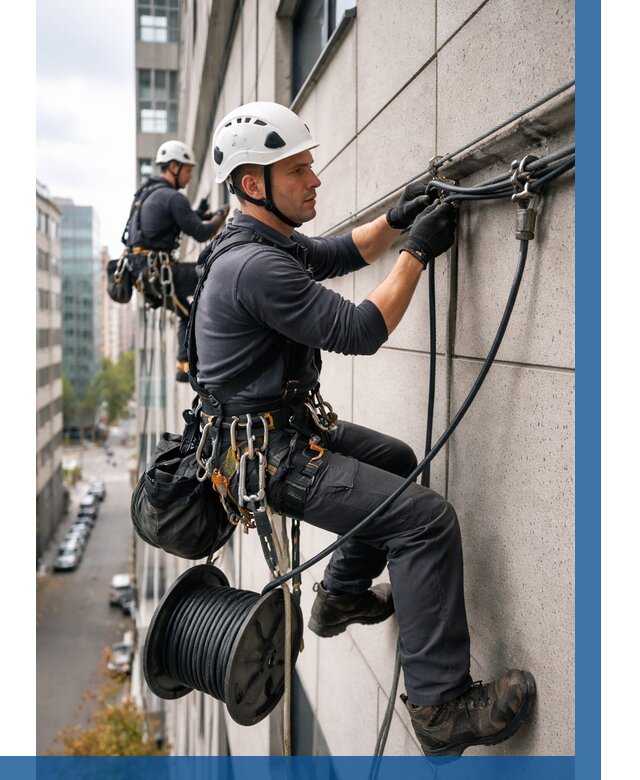 Прокладка кабеля по фасаду в Заволжье от 356 р. | ВЫСОТНИК-Звл