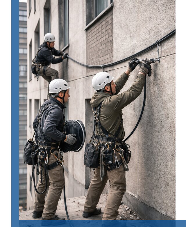 Прокладка кабеля по фасаду в Заволжье, профессиональный монтаж