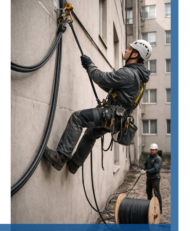 Протяжка кабеля питания на высоте в Заволжье от 458 р. | ВЫСОТНИК-Звл