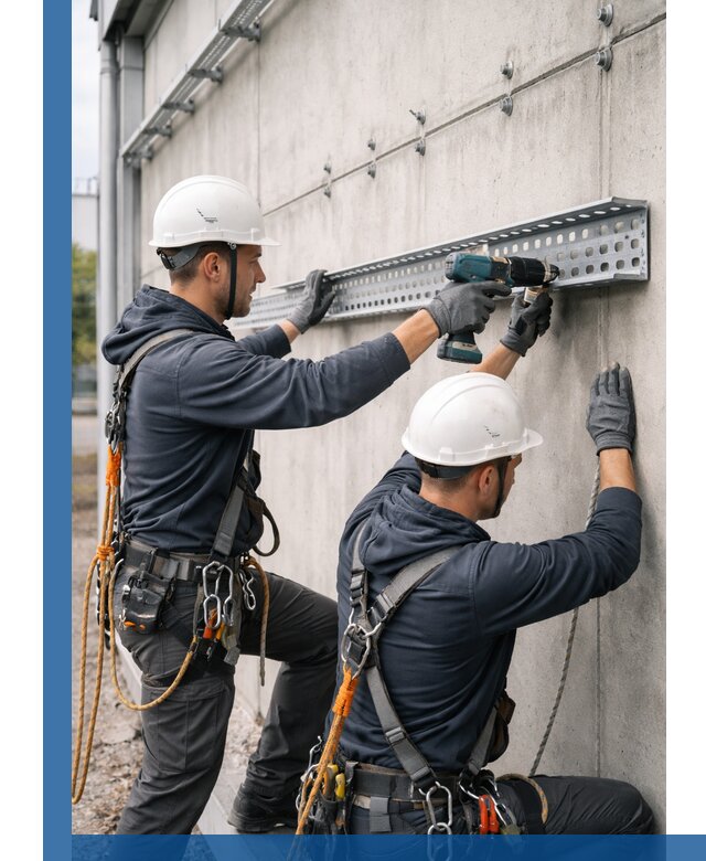 Монтаж кабельных лотков на фасаде зданий в Заволжье с гарантией