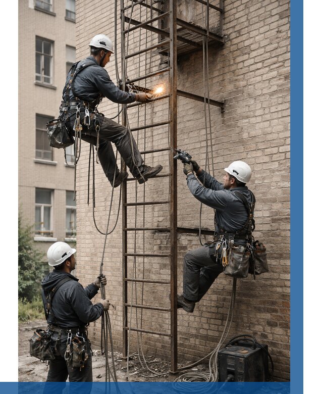 Ремонт пожарной лестницы в Заволжье от 7638 р. | ВЫСОТНИК-Звл