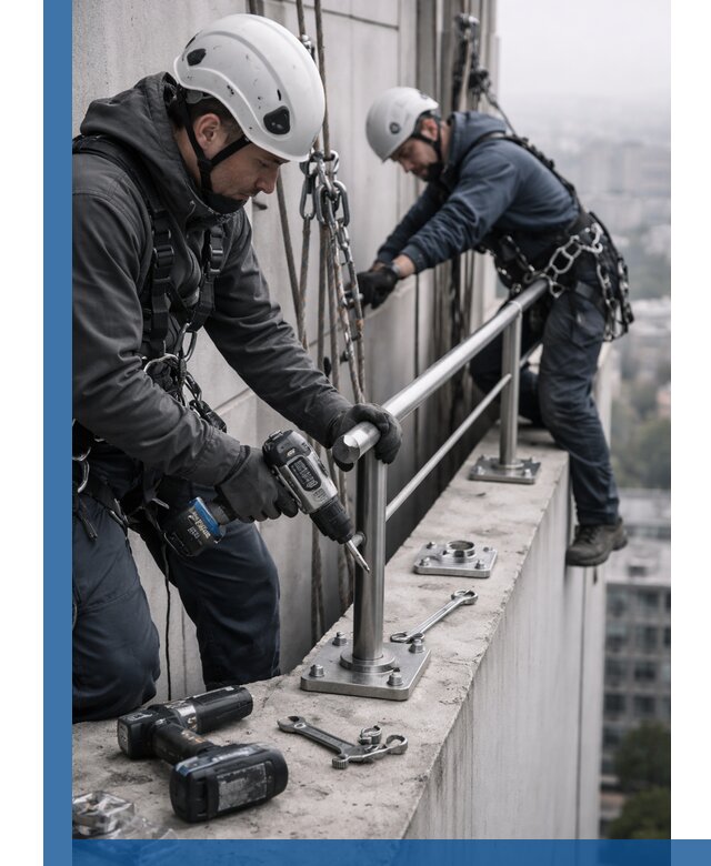 Монтаж перил на высоте в Заволжье для жилых и промобъектов