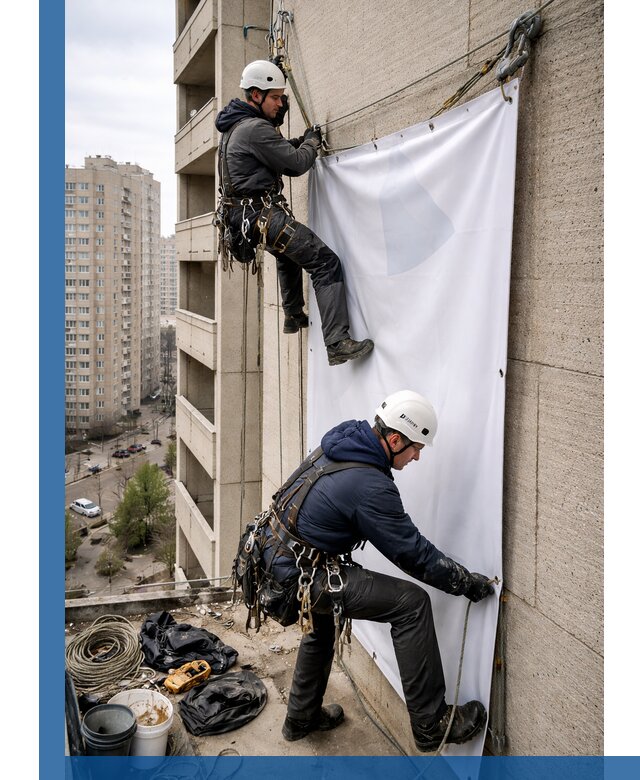 Профессиональный монтаж баннеров на фасаде в Заволжье