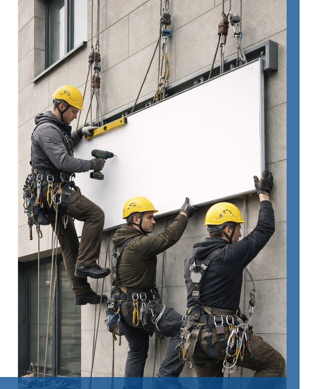 Монтаж рекламной вывески в Заволжье от 8147 р. | ВЫСОТНИК-Звл