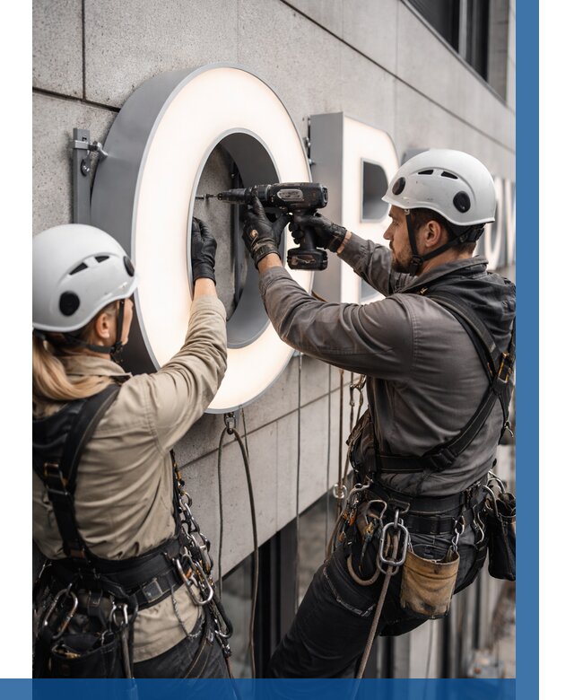 Монтаж световых букв в Заволжье от 3055 р. под ключ ВЫСОТНИК-Звл