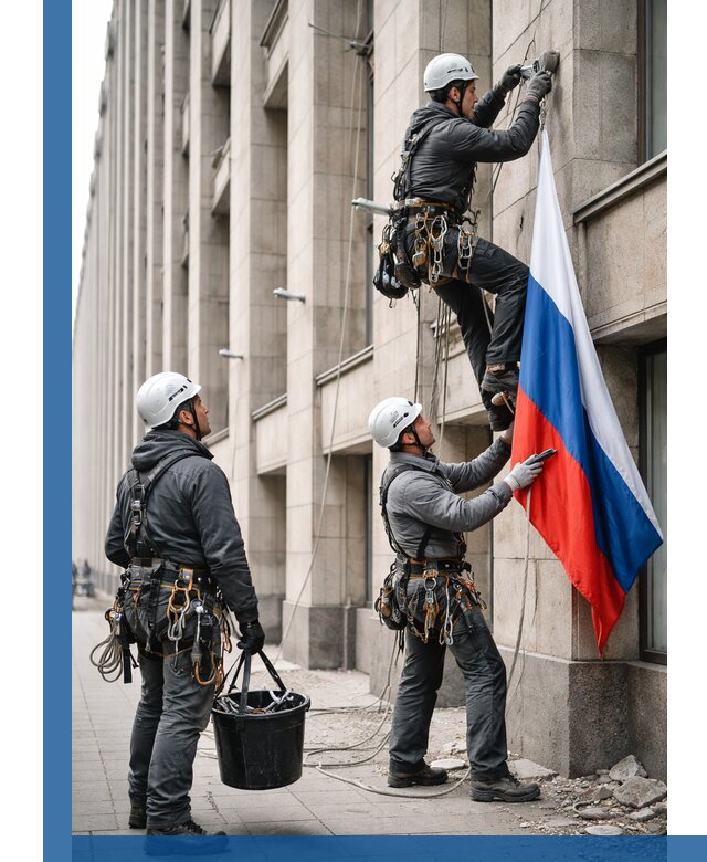 Профессиональная установка флагов на фасаде в Заволжье