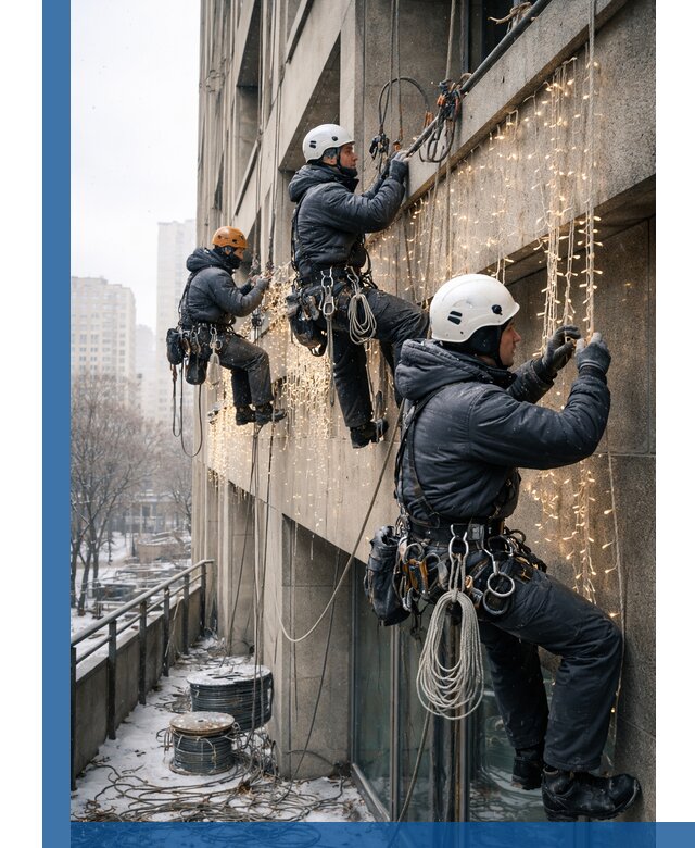 Монтаж новогодней иллюминации и украшение фасадов в Заволжье