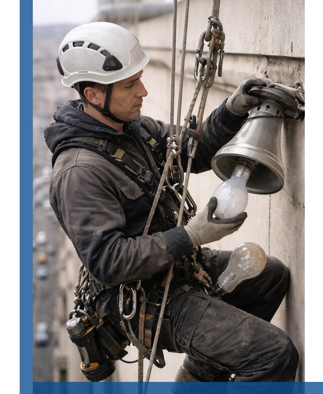 Замена ламп на высоте в Заволжье профессионально и быстро