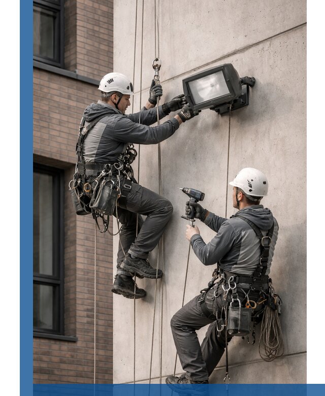 Профессиональный монтаж фасадных прожекторов в Заволжье под ключ