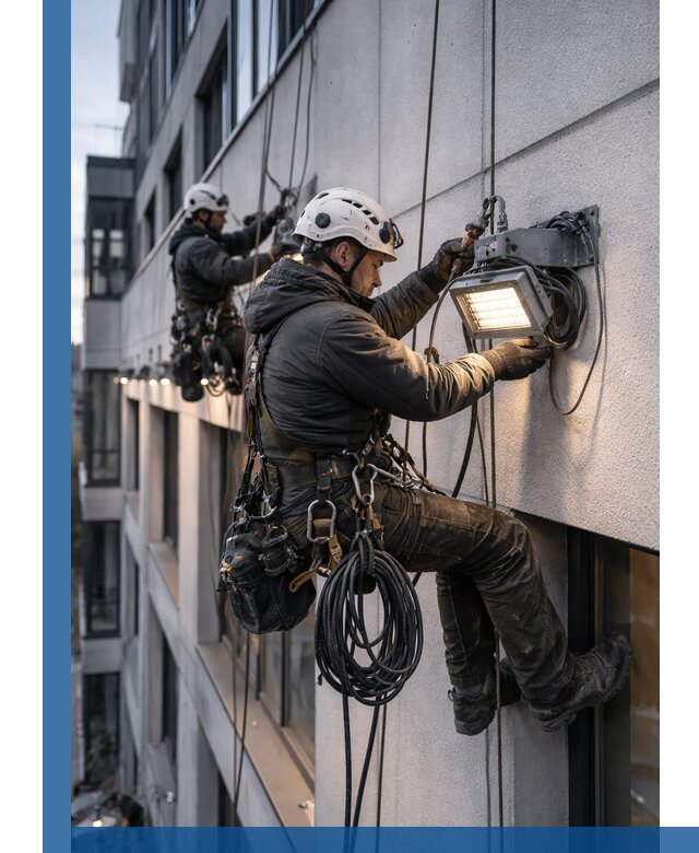 Монтаж фасадного освещения в Заволжье установка и подключение
