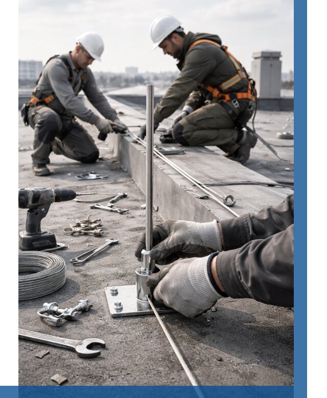 Монтаж молниезащиты на кровле в Заволжье цена от 25460 р. | ВЫСОТНИК-Звл