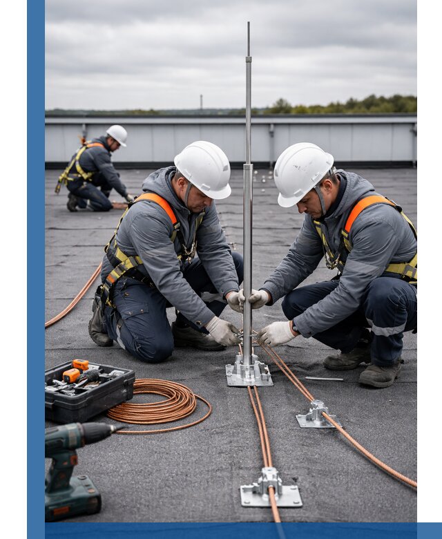 Монтаж молниезащиты на кровле в Заволжье под ключ с гарантией